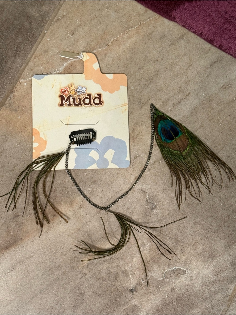 Mudd Y2K Peacock Feather Hair Clip Accessory - Green